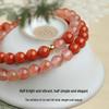 Women's Double Color Bracelet with Natural Red-Veined Agate Beads