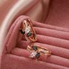 New  Rose Gold Flower Earrings For Women Bling Black Natural Zircon Clip Earrings Fine Elegant Wedding Jewelry