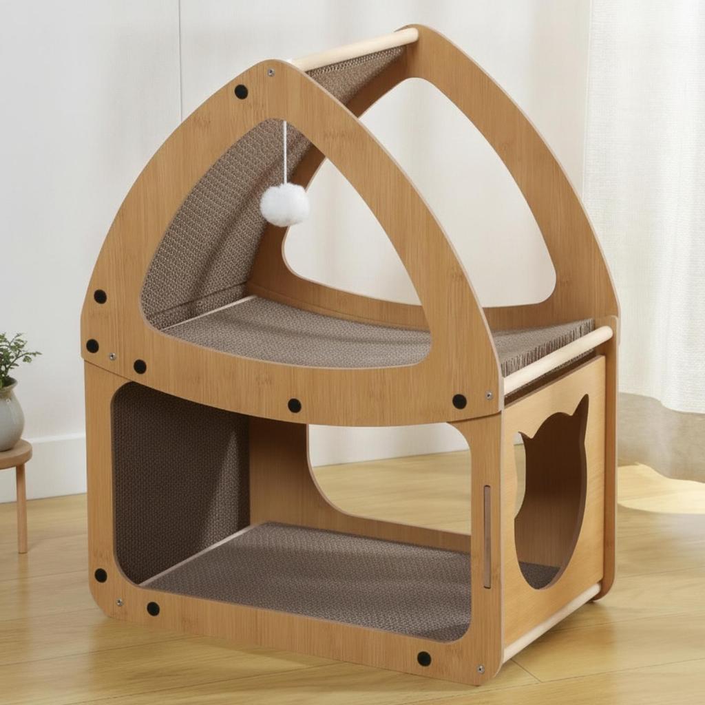 Cat Scratcher House Snug Pet Furniture Comfortable for Living Room, Indoor Cats
