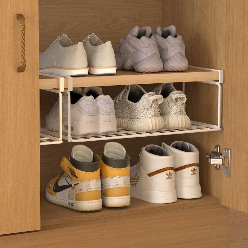 Foldable Hook-Type Shoe Rack and Storage Cabinet with Under-Hanging Partition