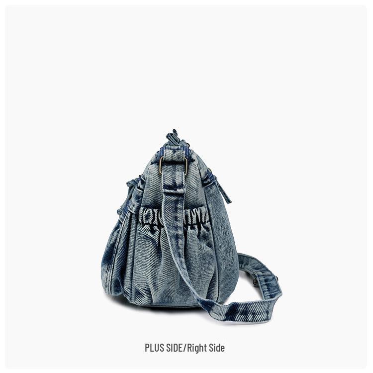 Retro Denim Single Shoulder Crossbody Bag - Large Capacity, Casual & Trendy