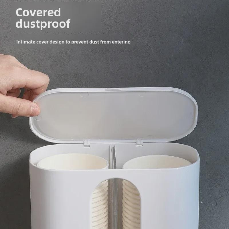 Large Capacity Waterproof Double Tube Paper Cup Holder - Disposable and Dustproof for Household or Catering Use