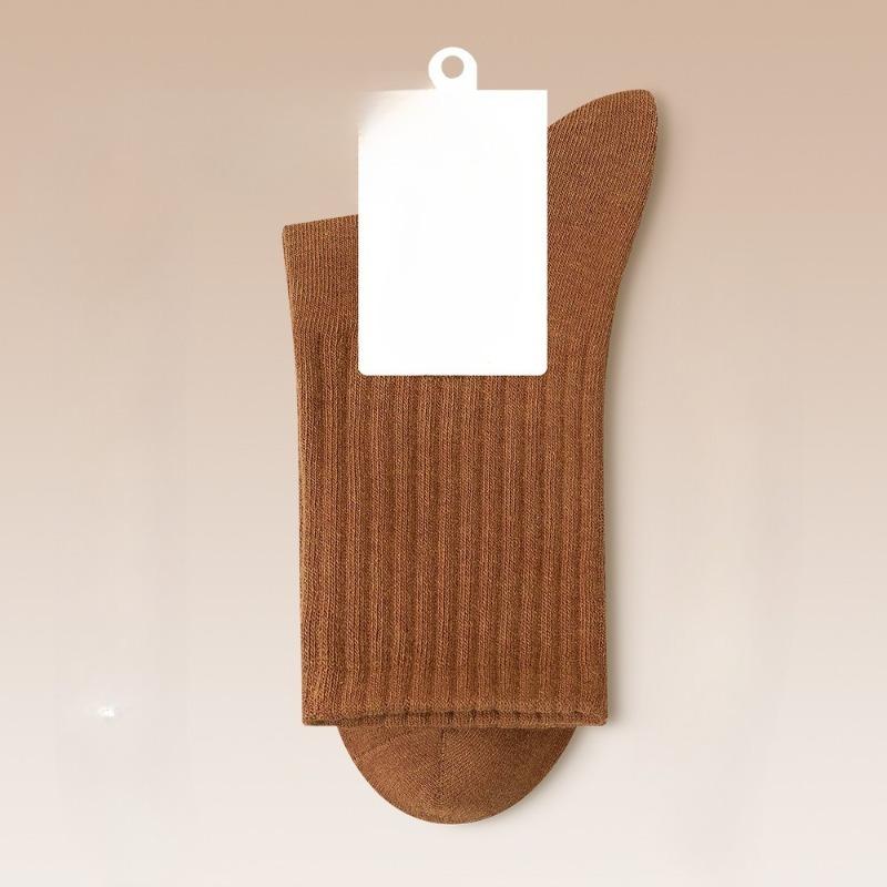 Ladies Spring and Autumn Pure Cotton New Solid Color Rubber Band Antibacterial Sports Leisure Sweat Absorbing Tube Cotton Socks