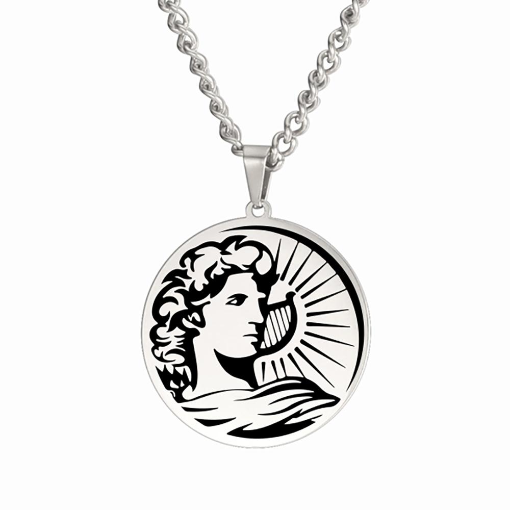 Dawapara Vintage Ancient Greek Warrior Pendant Egyptian Goddess Athena Aphrodite Artemis Apollo Symbol Stainless Steel Amulet