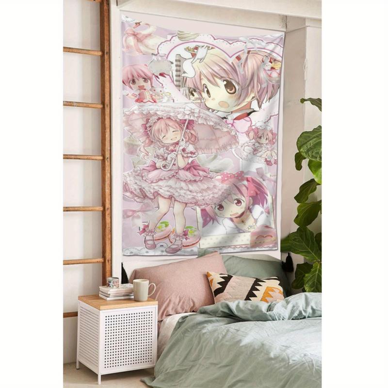 VIKAMA Pink Sweet Lolita Girl Tapestry anime Cute Cartoon ins Style Girl Heart Decoration Room Decoration Home Decoration