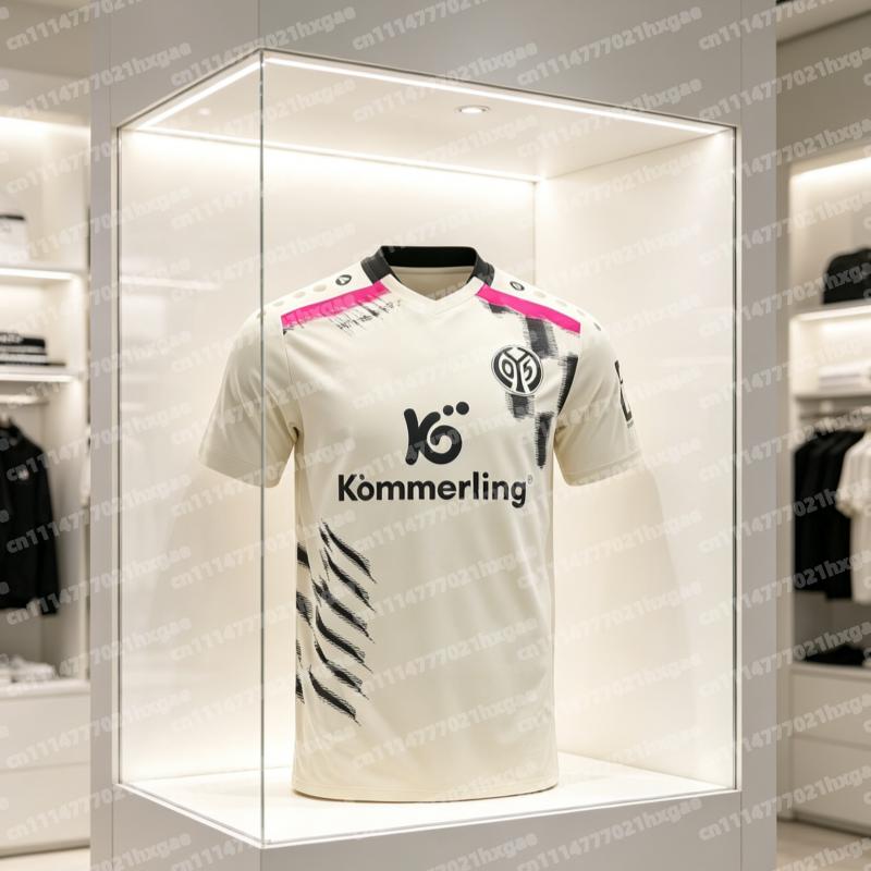 2026 Mainz 05 Maglia da Calcio Trasferta Uomo Manica Corta Traspirante Morbida Versione Tifoso Partita Allenamento Maglia da Calcio Famiglia T-shirt Bambini Y2K