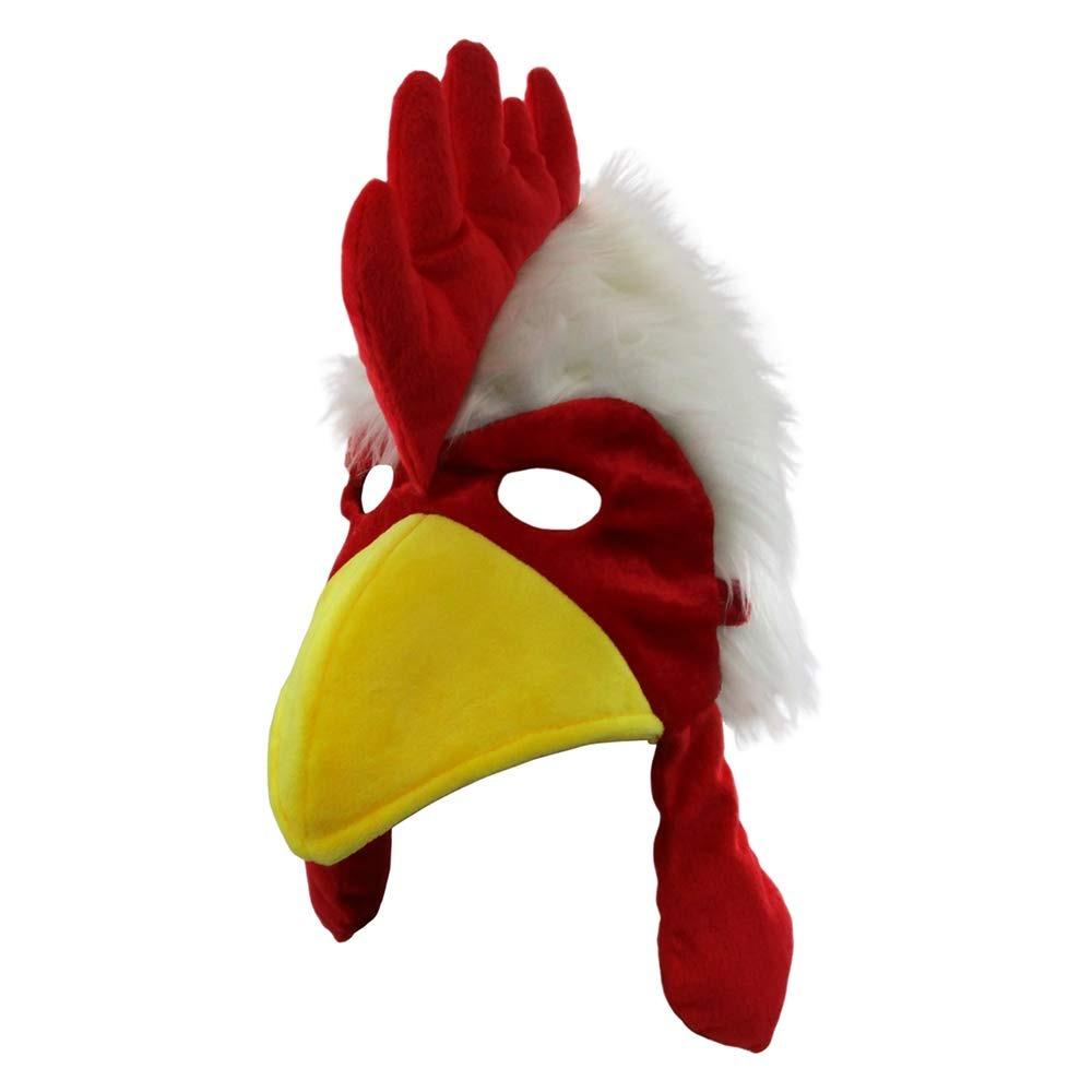 Funny Plush Rooster Hat Chicken Dress Up Animal Costume Hat Warm Fun Animal Headgear for Adults Teens Theme Christmas Party Cap