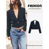Za2025 Spring New Women Clothes All-Match Belt Shoulder Pad Short Long Sleeve V-neck Commuting Blazers 2456600