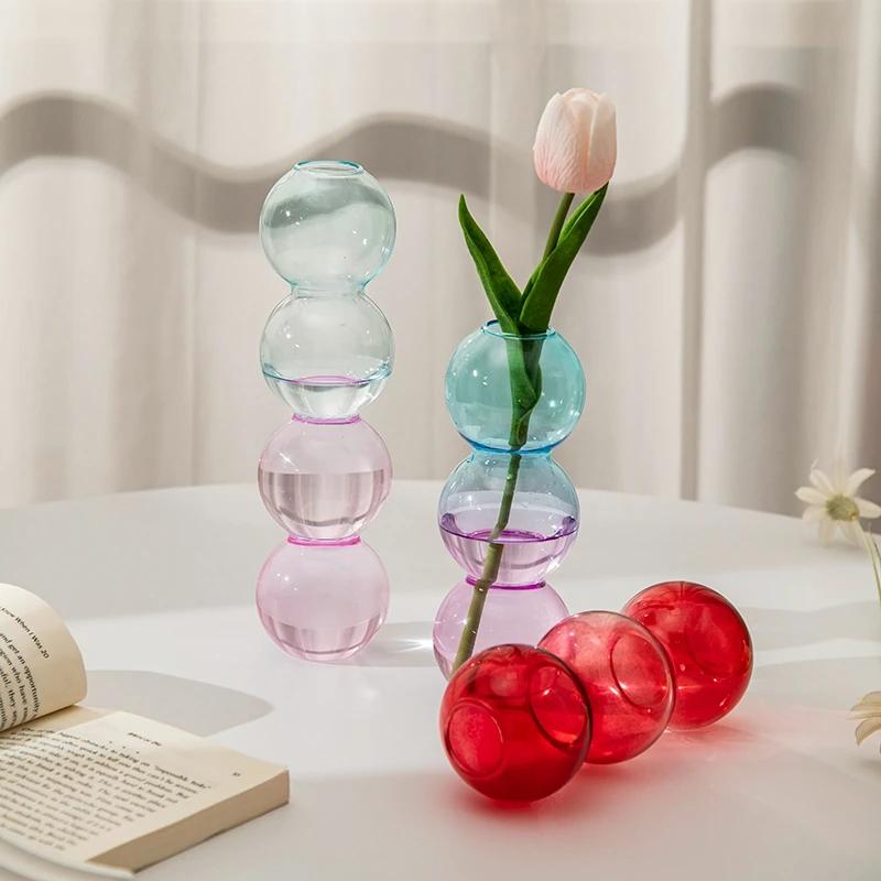Glass Bubble Vase Flower Arrangements Vase Green Plants Hydrocuring Bottle Office Desk Ornaments Bubble Decorative Vase