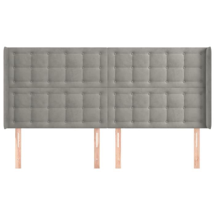 VidaXL Tête de lit avec oreilles Gris clair 183x16x118-128 cm Velours3120074