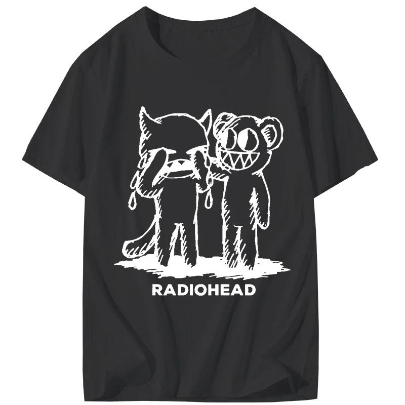 RADIOHEAD Printed TShirt Men Oversized Y2k Heavy Metal Band 2026 New Rock Punk American Casual Cotton Crew Neck Short Sleeve