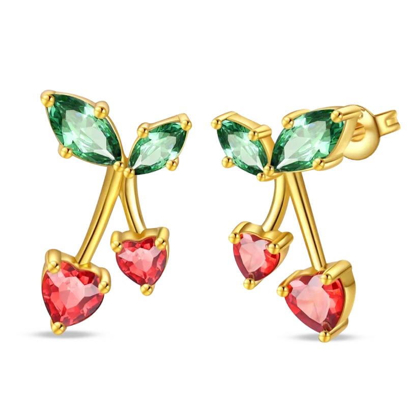 Original New In 925 Silver Gold Star And Moon Pave Colored Zircon Earrings For Women Trending Fashion Jewelry Birthday Gift