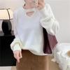 Solid Color Round Neck Knitted Sweater for Women Pullover Knitted Sweater Loose Top for Women
