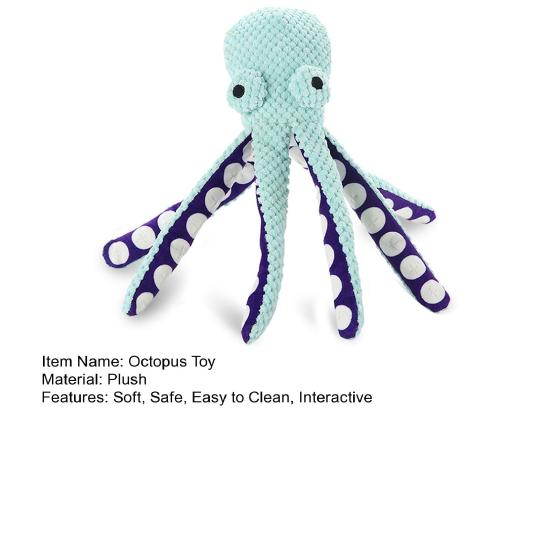 Yousheng Octopus Plush Squeaky Toy Bite-resistant Dog Toy Fun Voice Interactive Pet Puzzle Toy for Dogs Cats