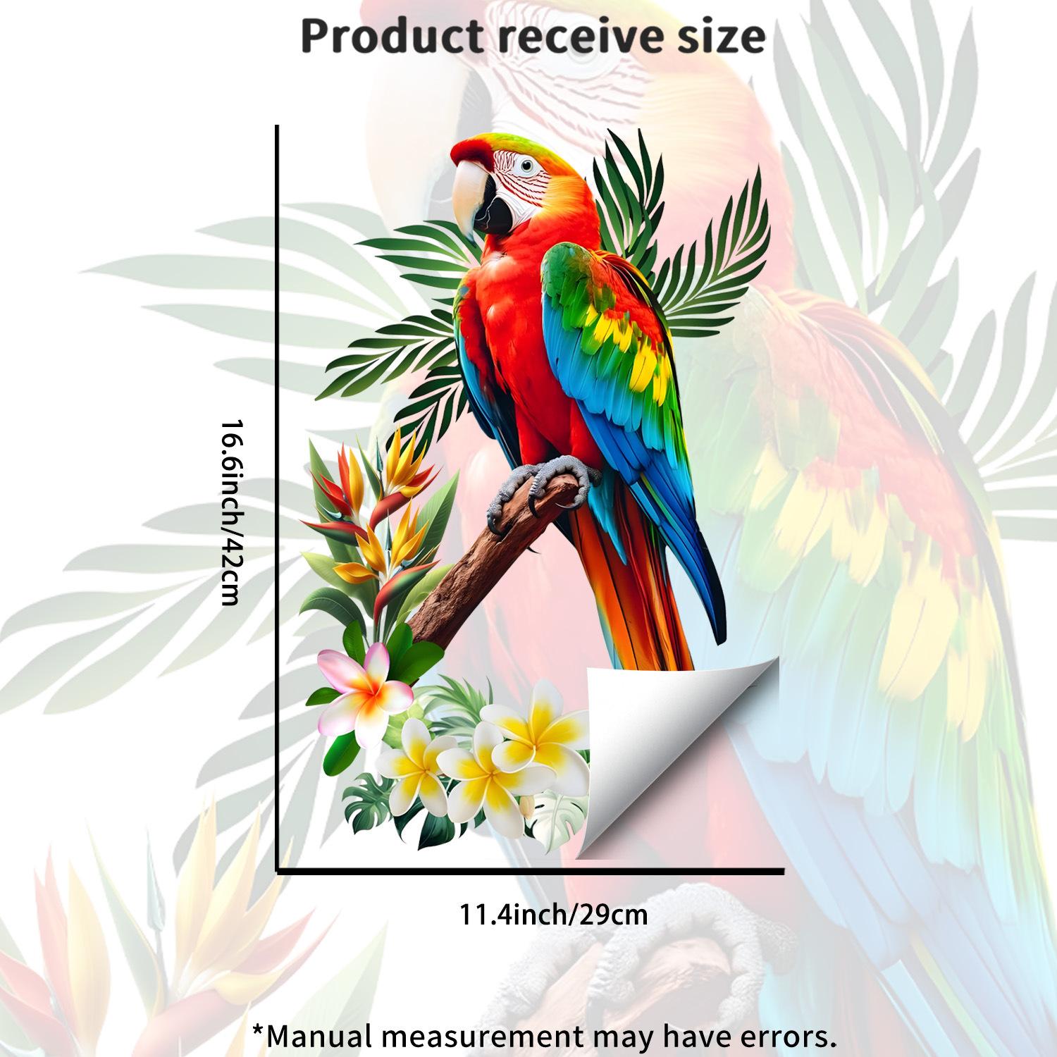 

Tropical Macaw Static Cling Glass Sticker for Kitchen Living Room French Window Decor 29x42cm різнокольоровий