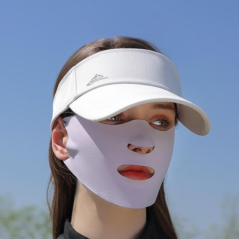 Outdoor Sports Sunscreen Facial Mask For Women Sun Uv Protection Breathable Ice Silk Face Veil Ear Hanging Face Cover Mask