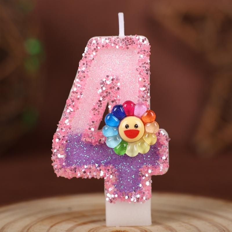 Flowers Handmade Numbers Birthday Candles Cake Decoration Party Festival First Year Number Candles 0-9