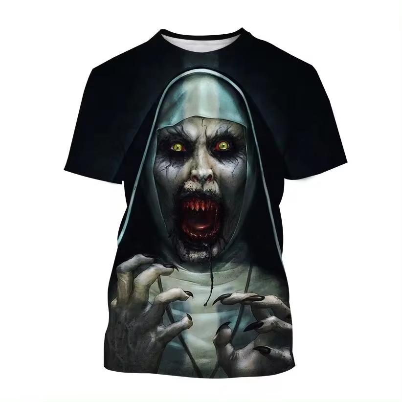 Magliette Grafiche Film Horror The Nun Stampa 3D Uomo/Donna Manica Corta Girocollo T-shirt Oversize Streetwear Harajuku Magliette Y2k Top