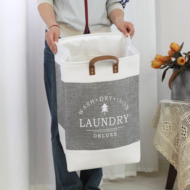 Linen Cotton Handheld Bag Home Clothes Organizer Dirty Laundry Tote Reusable Storage Bag for Household Clothing Organization