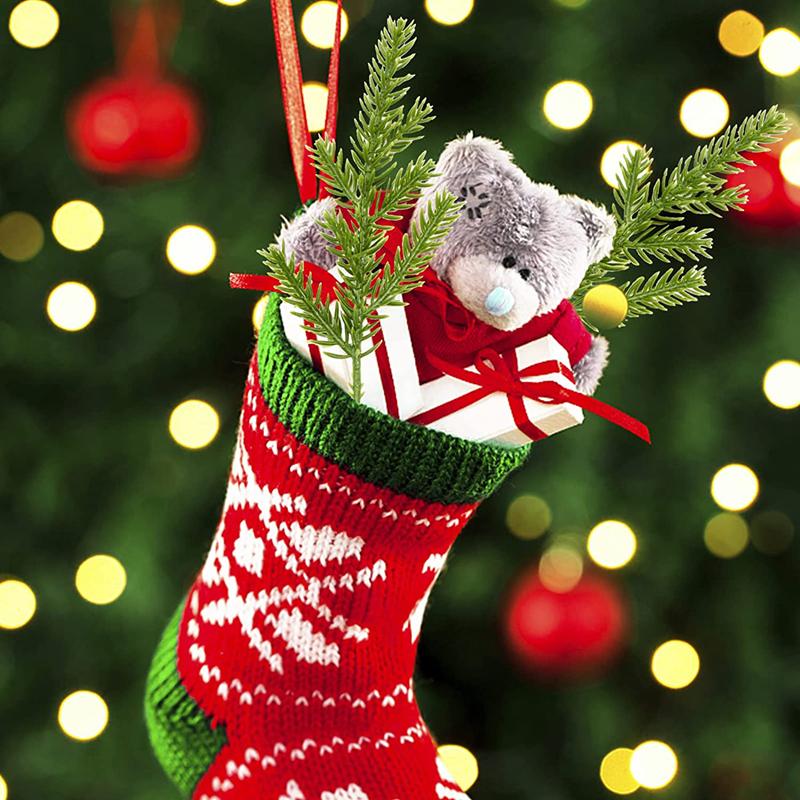 10/30PCS Artificial Plants Cheaper Christmas Tree Pine Needles New Year Decorations for Home Scrapbooking Diy Gifts Candy Box