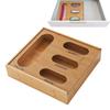Bamboo Wood Drawer Baggie Organizer With 4 Compartments Fresh-keeping Kitchen Container Storage Bag Organizer Kitchen Drawer