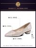 2025 spring and autumn new pearl rhinestone light mouth thick heel single shoes women's flat heel shoes fashion low heel large size women's shoes lady