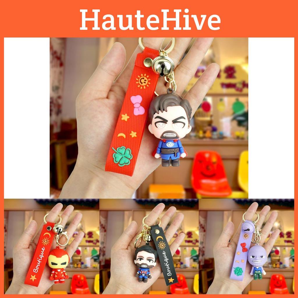 Adorable Marvel Cartoon Spiderman Couple Keychain Rubber Key Accessories