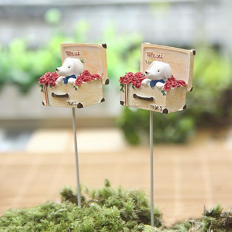 Dog Resin Cartoon Rose Flower Box Ornament For Wedding Decor And Props Party