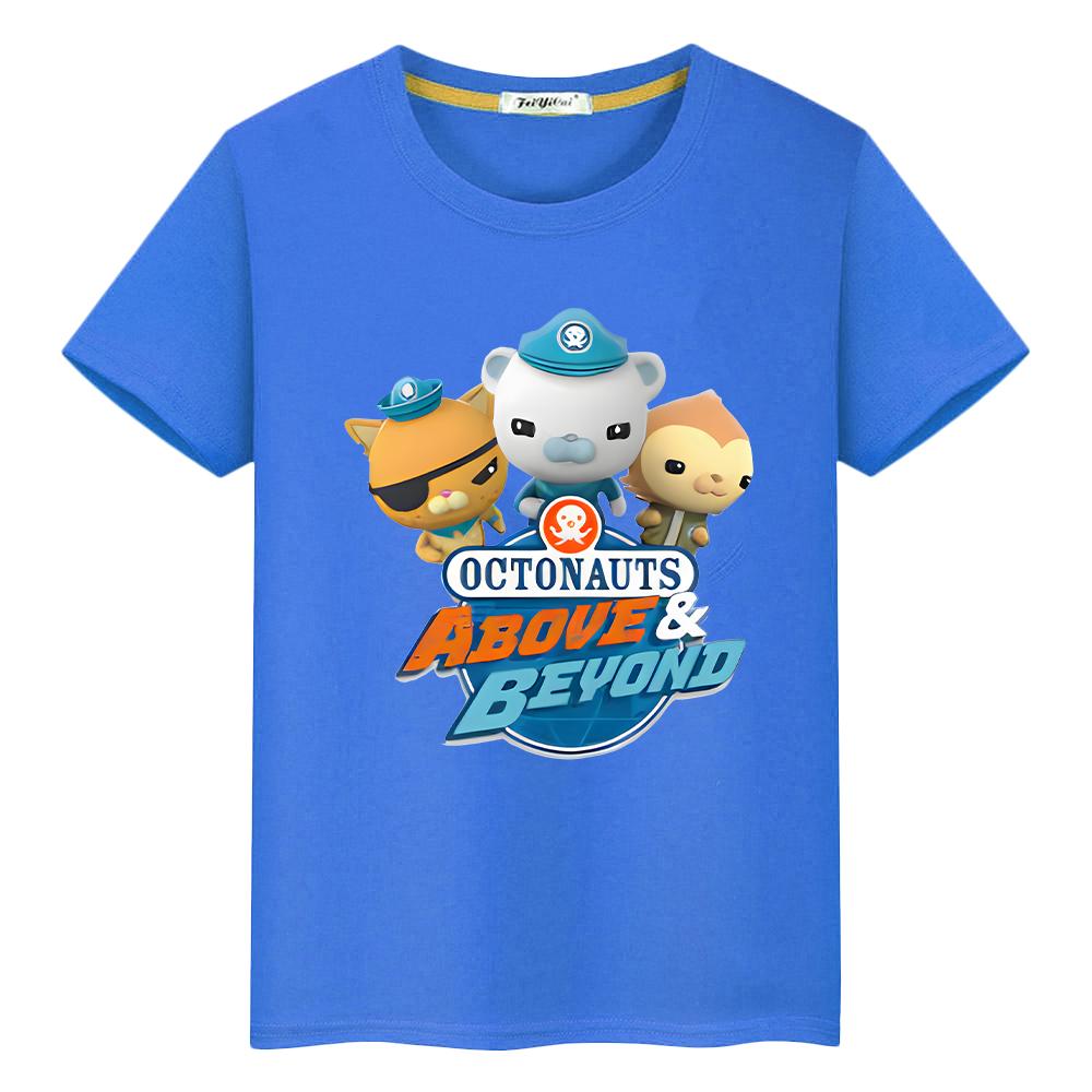 

Octonauts Print 100%Cotton t shirt for kids boy 10years Cartoon anime Short Kawaii Tops pride tshirt y2k one piece girls clothes 130 синій