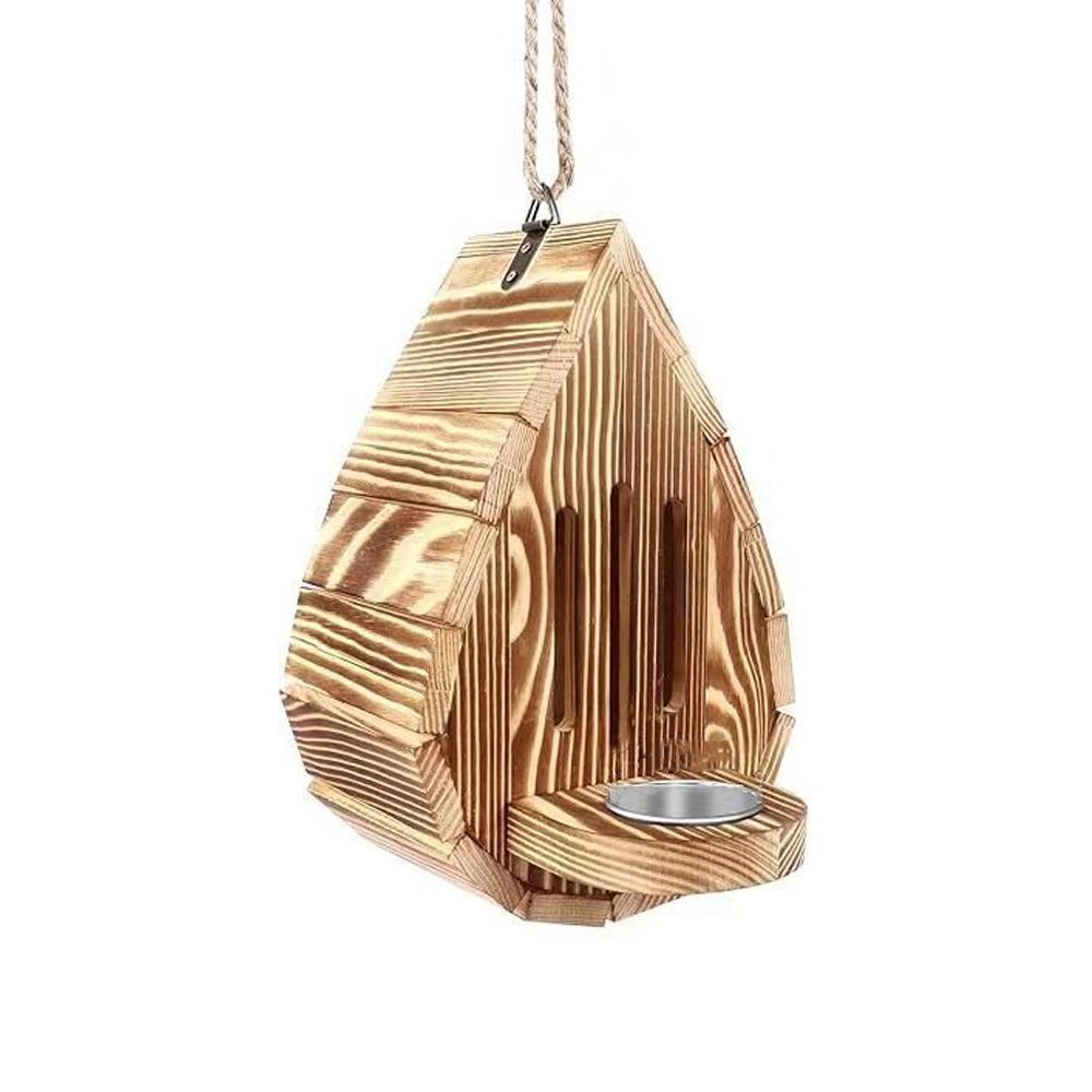 Teardrop Shaped Wood Butterfly Bee House Rustic Insect Feeder House Yard Decor