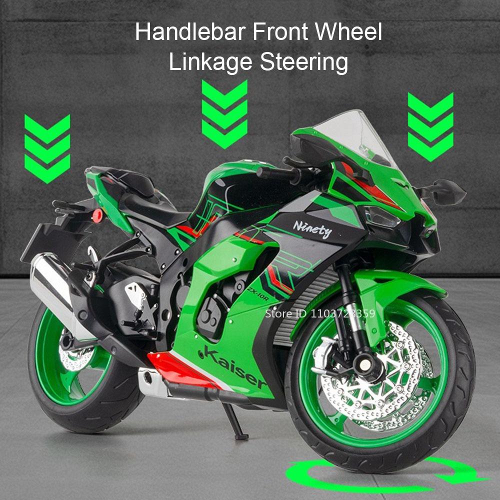 1:9 Zx-10R Gsx-1000R Motorcycle Toy Models Alloy Diecast Sound Light Shock Absorption Front Wheel Steering Ornament Motorbikes