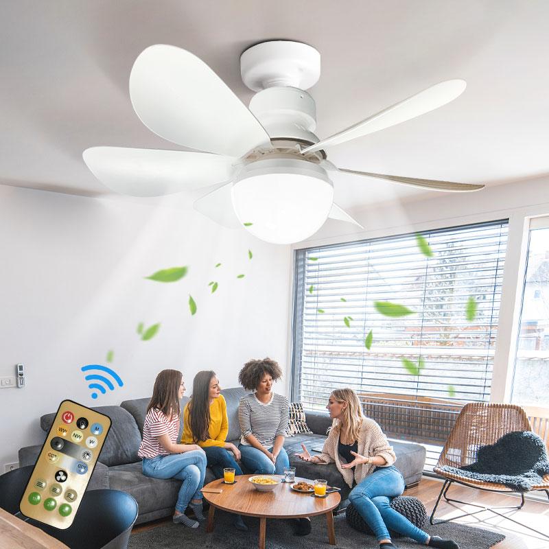 30/40W Silent Motor Ceiling Fan Light With Remote Control Suitable For Study Room Kitchen Dining Room Tricolor Light Ceiling Fan
