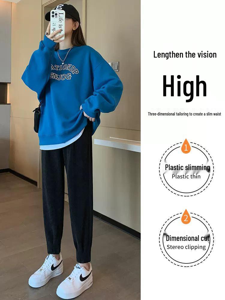 High Waist Winter Velvet Harem Pants for Women: Thick, Loose, Versatile Sweatpants