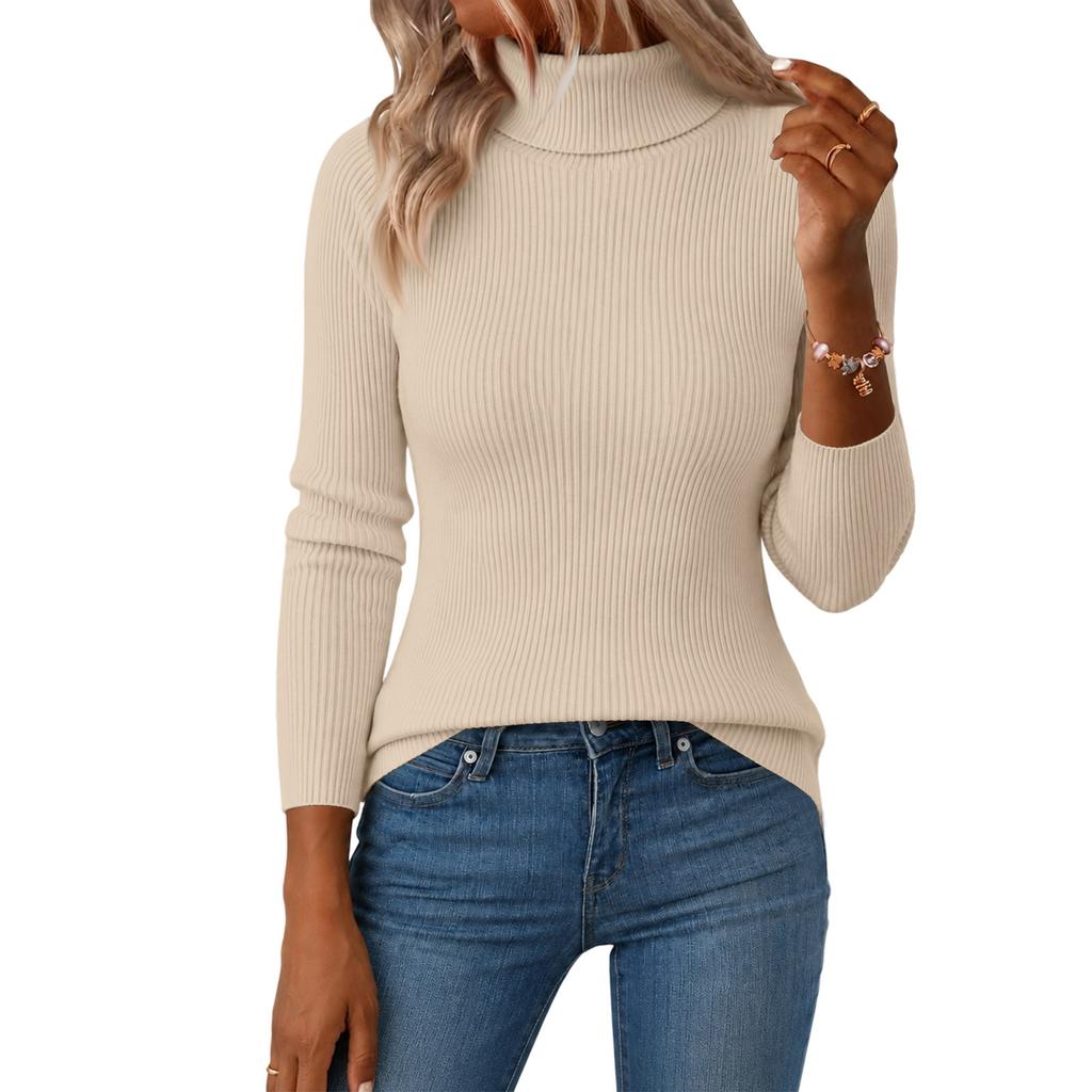 Women's Turtleneck Pullover Sweater Slim Fit Knitted Base Layer Top