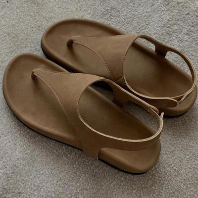 Flache Slipper-Freizeit-Sandalen Niedriger Absatz Uni 2025 Hohe Qualität Damenschuhe Fersenriemen Römische Damen-Sandalen