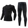 Men's Fleece-Lined Breathable Fitness Set: Warm Base Layer Tights & Long Sleeve Shirt for Running/Basketball
