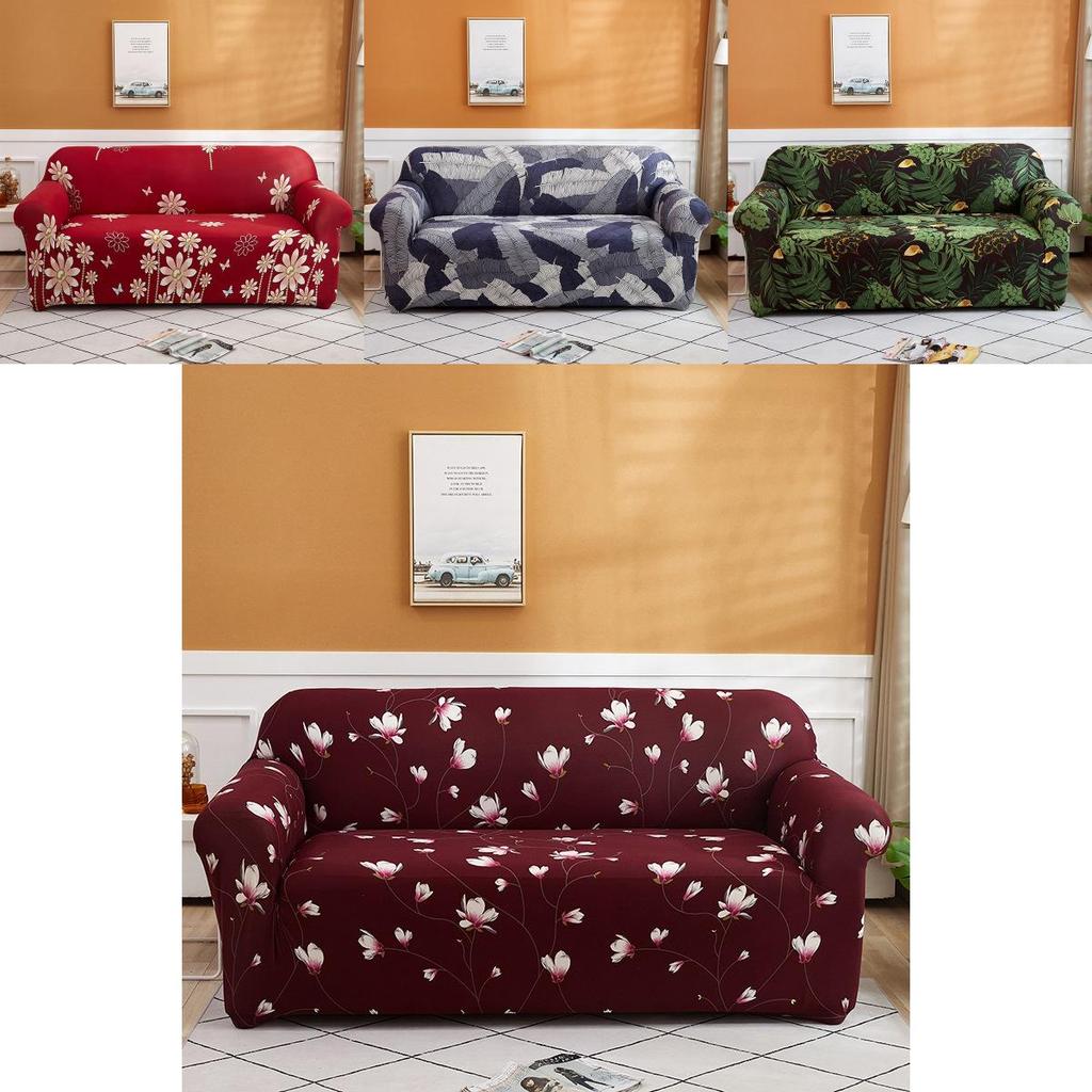 Floral Leaves Printed Soft Sofa Cover For 1/2/3/4 Seater Couches Excellent Fit And Stretch