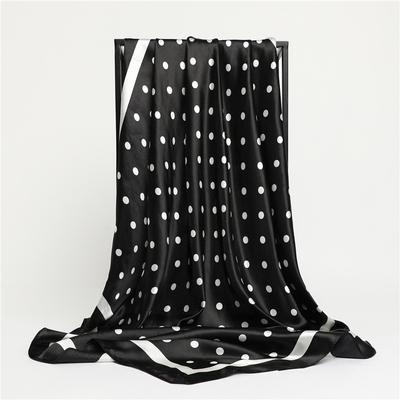 Dot Print Quadratischer Schal für Frauen Seidenschal Halstuch Weibliche Haarbänder Kopfwickel Stirnband Foulard Satin Hijab Bandana