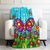 Bee Element 1pc, Retro Hand-Drawn Design Bees Yellow Wildflowers, Insects, Animals Dandelions, Cozy And Warm Printed Blanket