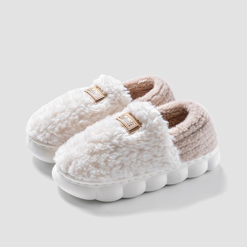 Slippers Women's Winter Home Warm Non Slip Plush Shoes Men Wearing Outside