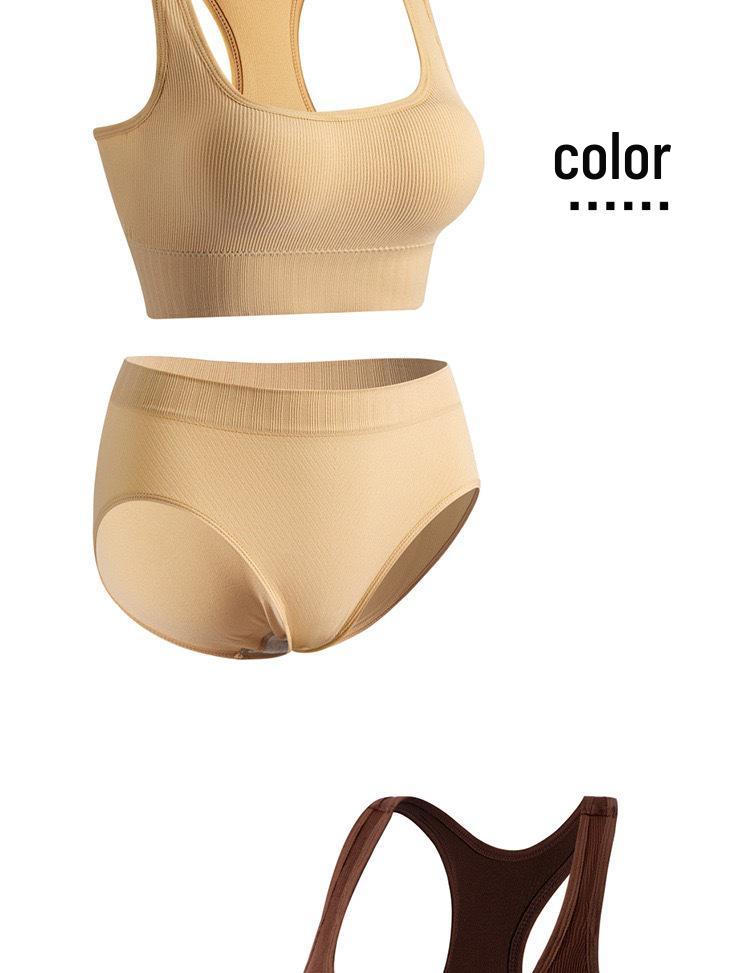 Plus Size Women's Sports Yoga Bra & Brief Set - Sexy, Wireless, Beautiful Back Design