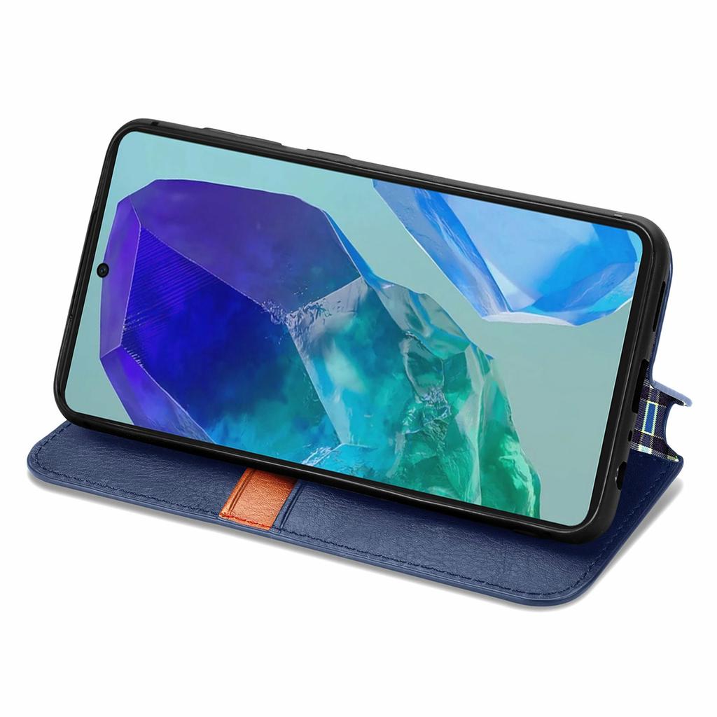 For Samsung Galaxy S24 FE PU Leather Case Rhombus Imprint Wallet Stand Phone Cover