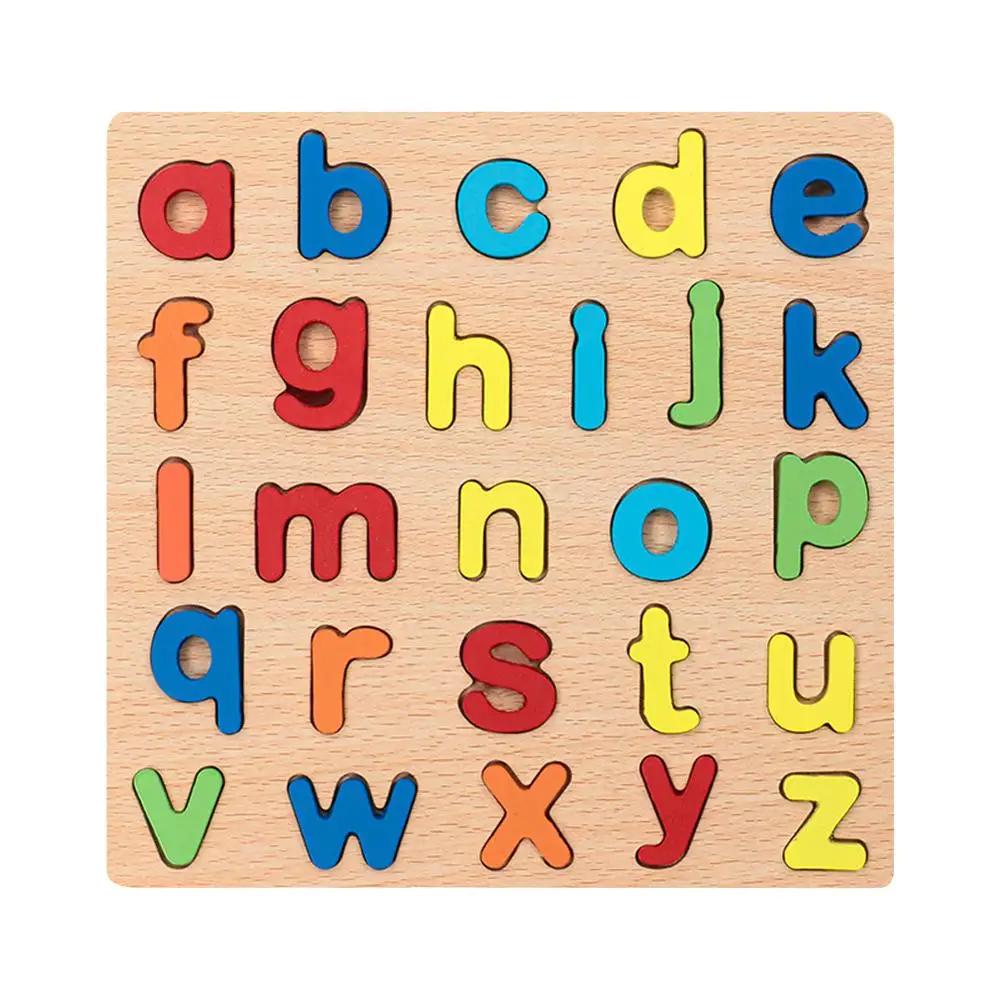 Kinder Kinder, Holz Zahlen Buchstaben Geometrische Formen Puzzle, Handheld Brettspiel Für Englisches Frühes Lernen Lernspiel Spielzeug Puzzlespielzeug T7j2
