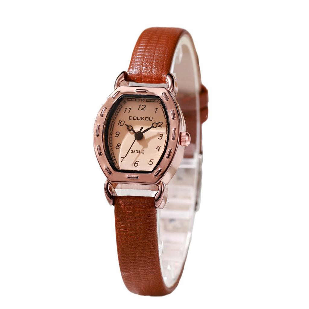 Female Leather Band Watch Simple Wine Bucket Square Women's Watch Quartz Wristwatch