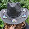 Women Hat Hat Wide Brim Star Straw Bohemian Style Breathable Woven