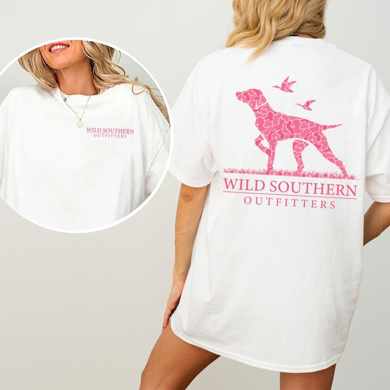 

Pink Camo Hunting Dog Shirt, Wild Southern Unisex T-shirt, Simply Printed Graphic Unisex T-shirt M