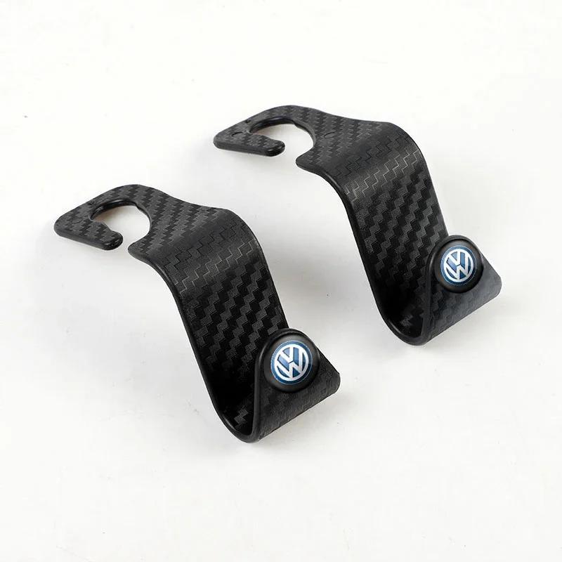 Hijk1 ·2Pcs Carbon Fibre Car Seat Hook Multifunctional Storage Holder For VW GTI RLine Polo Golf Passat Scirocco Tiguan Jetta Touareg
