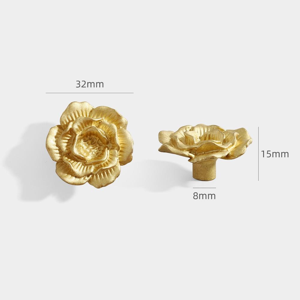 Brass Brass Cabinet Pull Camellia Flower Camellia Brass Handles Floral Shaped Knobs  Closet Doors