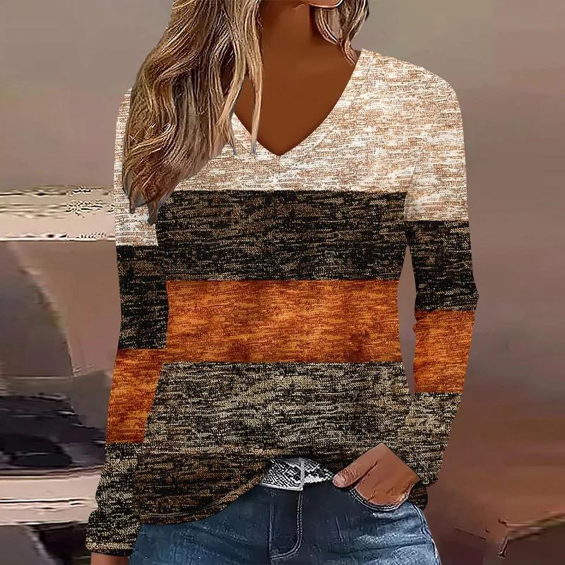 Summer New Fashion 2025 Women’s Casual  Long Sleeve Printed T-shirt