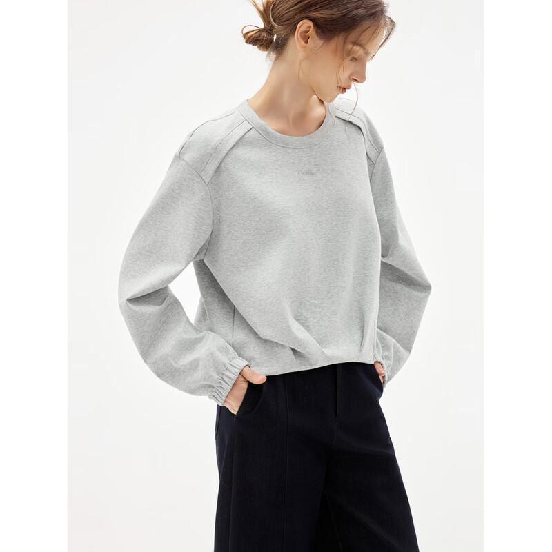 ELLE French Pleated Round Neck Sweatshirt